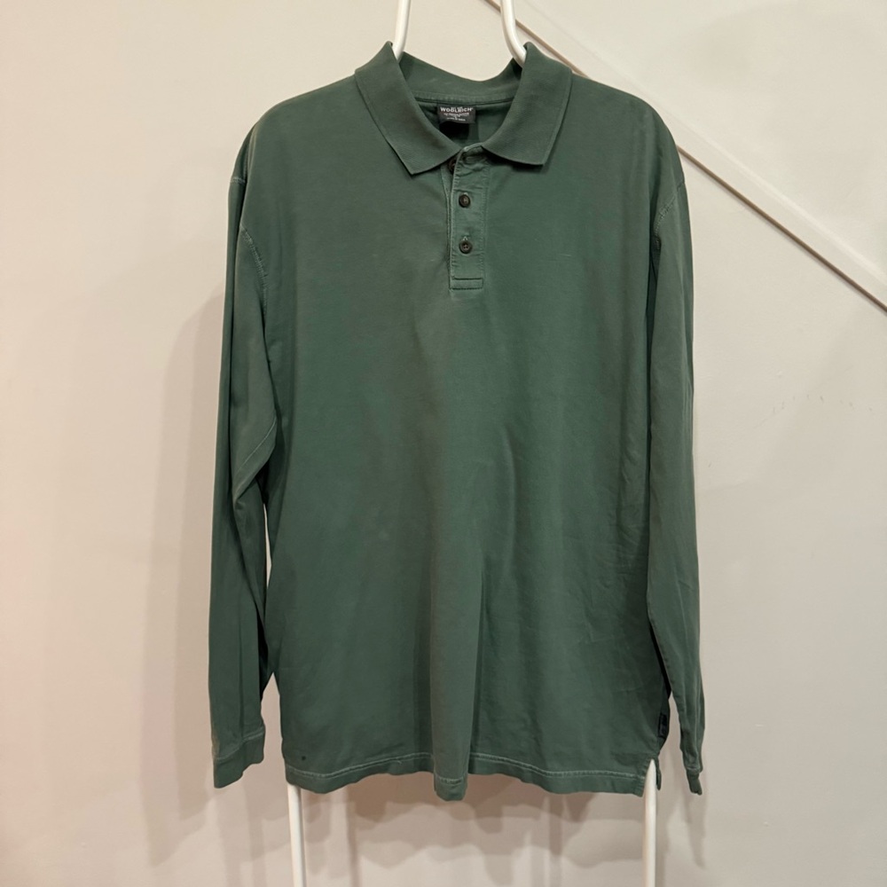 Woolrich Men's Green Polo Shirt Large 100% Cotton